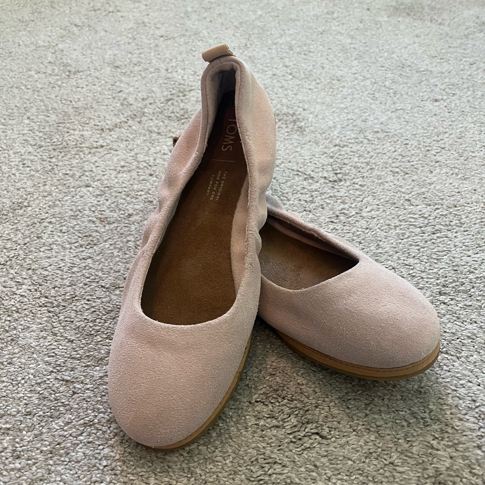 Toms Pastel Pink Velvet Flats